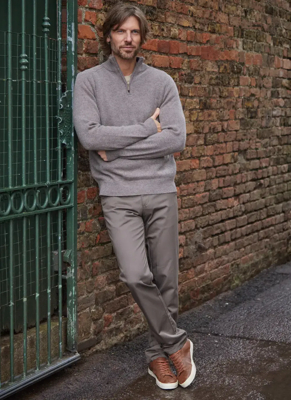 Lambswool Half Zip Sweater in Vapor 